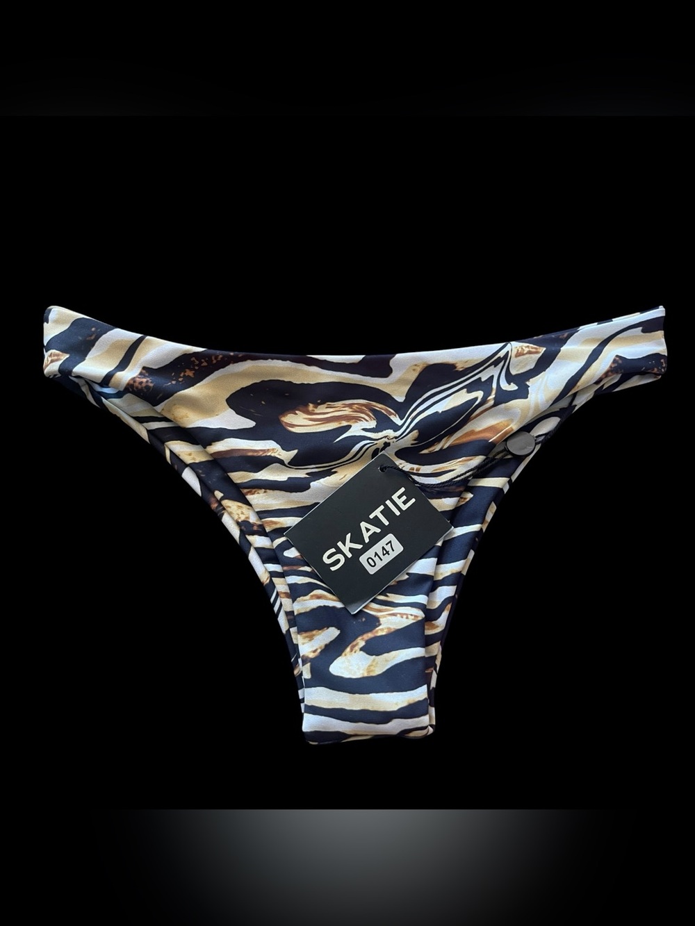 SKATIE Zebra Marble Print Bikini Bottom Women’s XS String Cheeky Swim